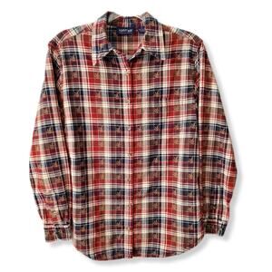 90s Krazy Kat Women Fall Leaf Plaid Button Shirt M Autumncore Nature Cabincore